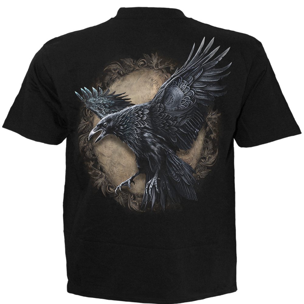 Spiral - Raven Wise Herren T-Shirt - Schwarz
